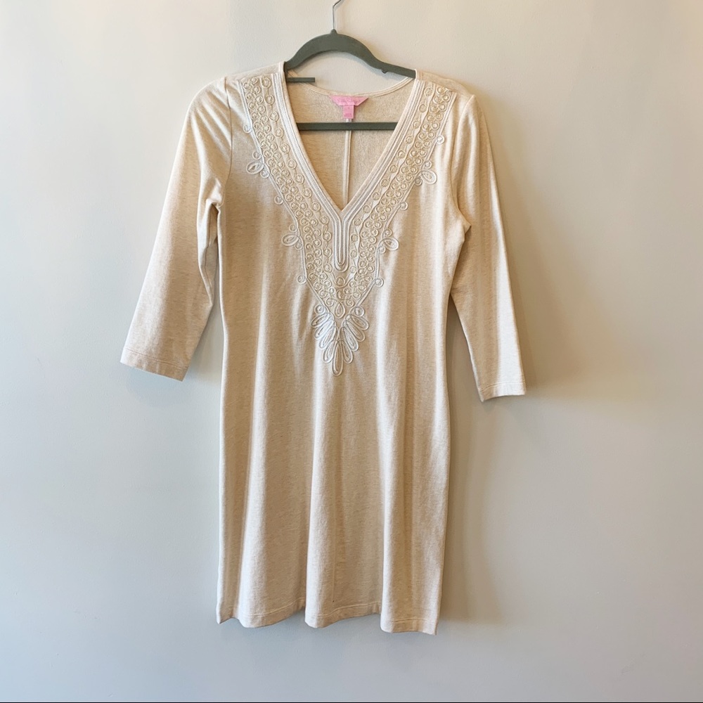 Lily Pulitzer 3/4 sleeve cream dress Small